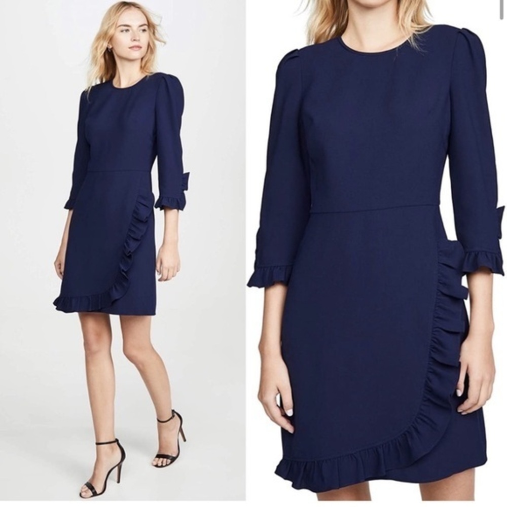 Shoshanna blue navy ruffle marina dress size 10